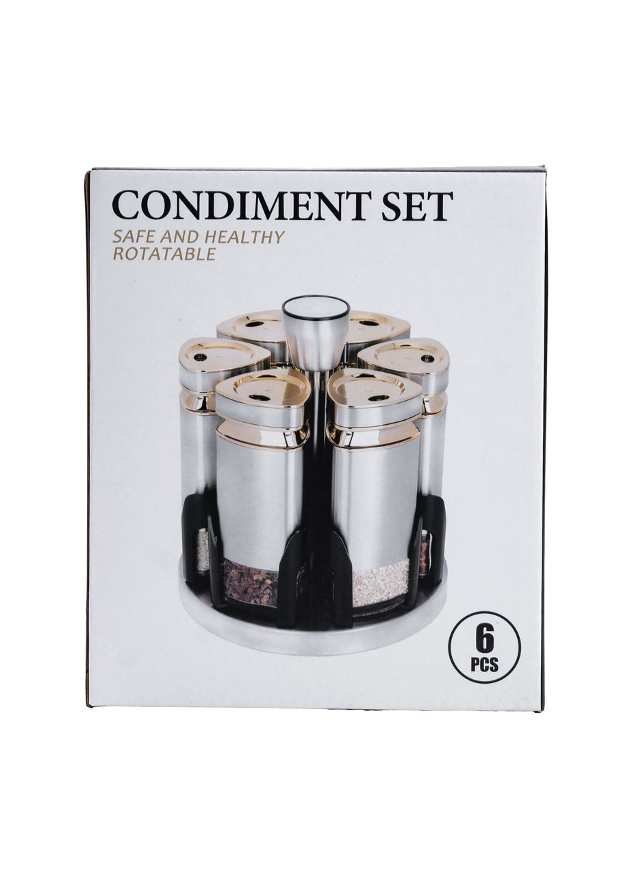 Набір баночок для спецій 6 шт скляні з розписом для кухні чорні компактні для зберігання приправ ProDobro (364189660)