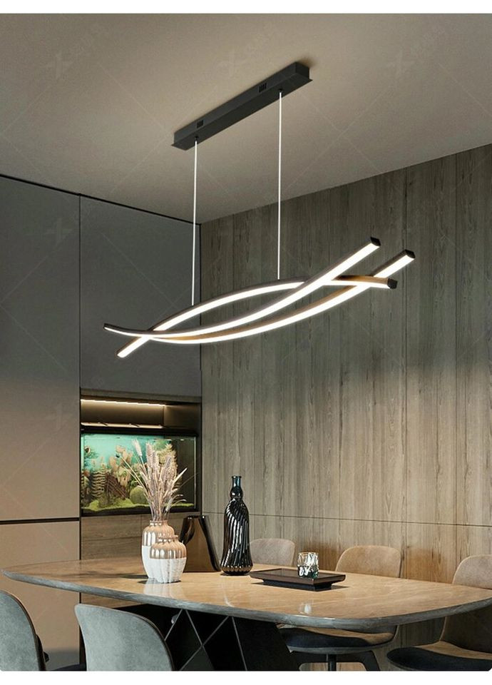 Люстра светодиодная подвесная LED светильник для квартиры на потолок лэд 27493 Черный 25-100х12х120 см. Sunnysky (324395822)