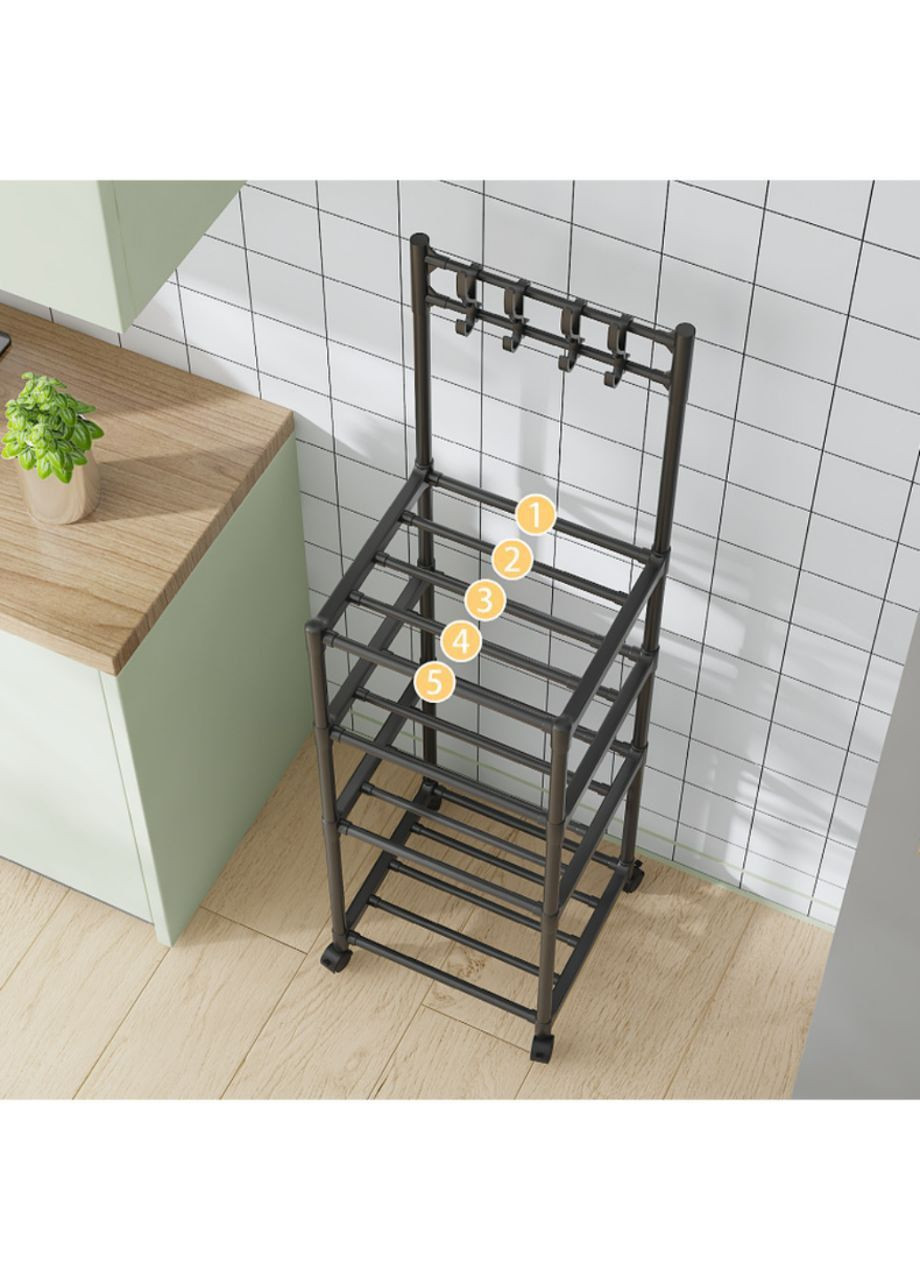 Полка этажерка для дома (металл-пластик. 4 яруса с крючками) No Brand SKLM-21 (322445613)