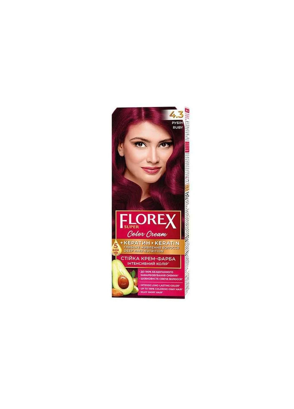 Кремкраска Рубин д/волос КЕРАТИН 4.3 ТМ Florex (300289630)