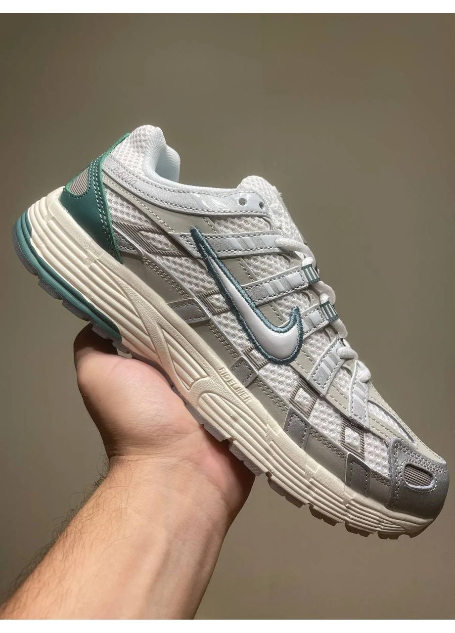 Цветные кроссовки p-6000 white/green No Brand