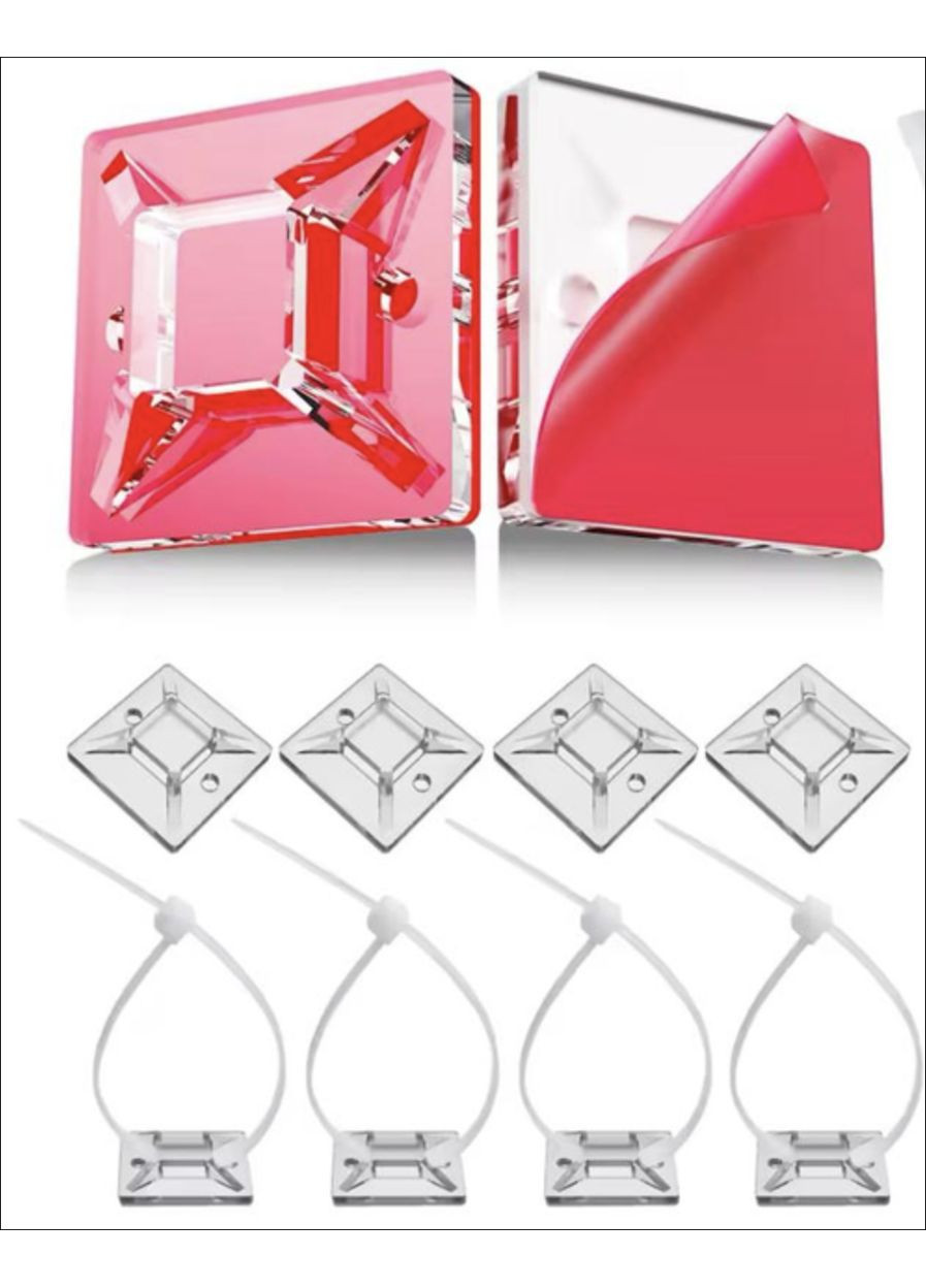 Органайзер Фіксатор кабелю під стяжки хомут тримач самоклеючий майданчик під кабель менеджмент з хомутами 5 шт Прозорий Captain (358934949)