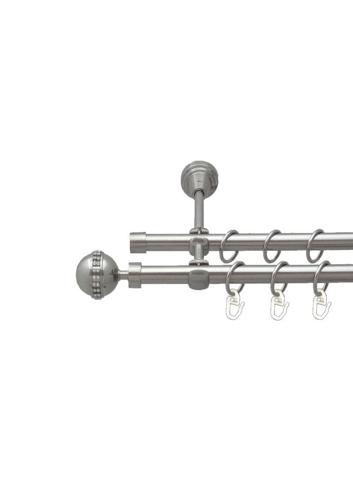 Карниз Авея металлический двухрядный открытый гладкая труба Нержавеющая сталь 16\16 мм 160 см (00-00016236) ORVIT (300284706)