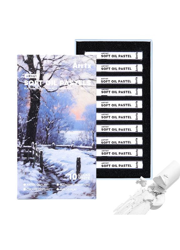 Пастель масляная мягкая AOPS01-W10, белая, 10 шт. Arrtx (314929596)