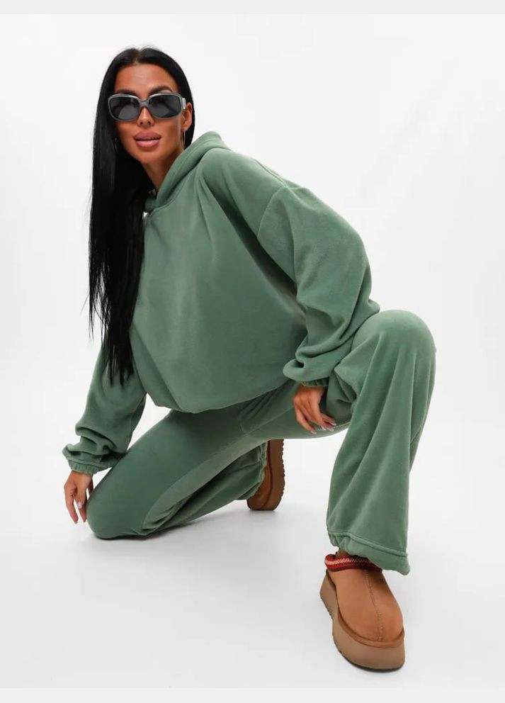 Оливковий демісезонний костюм 2-йка на флісі, дуже теплий якісний костюм з капюшоном, підійде навіть для дуже холодних днів. No Brand 1179-4 (308067138)