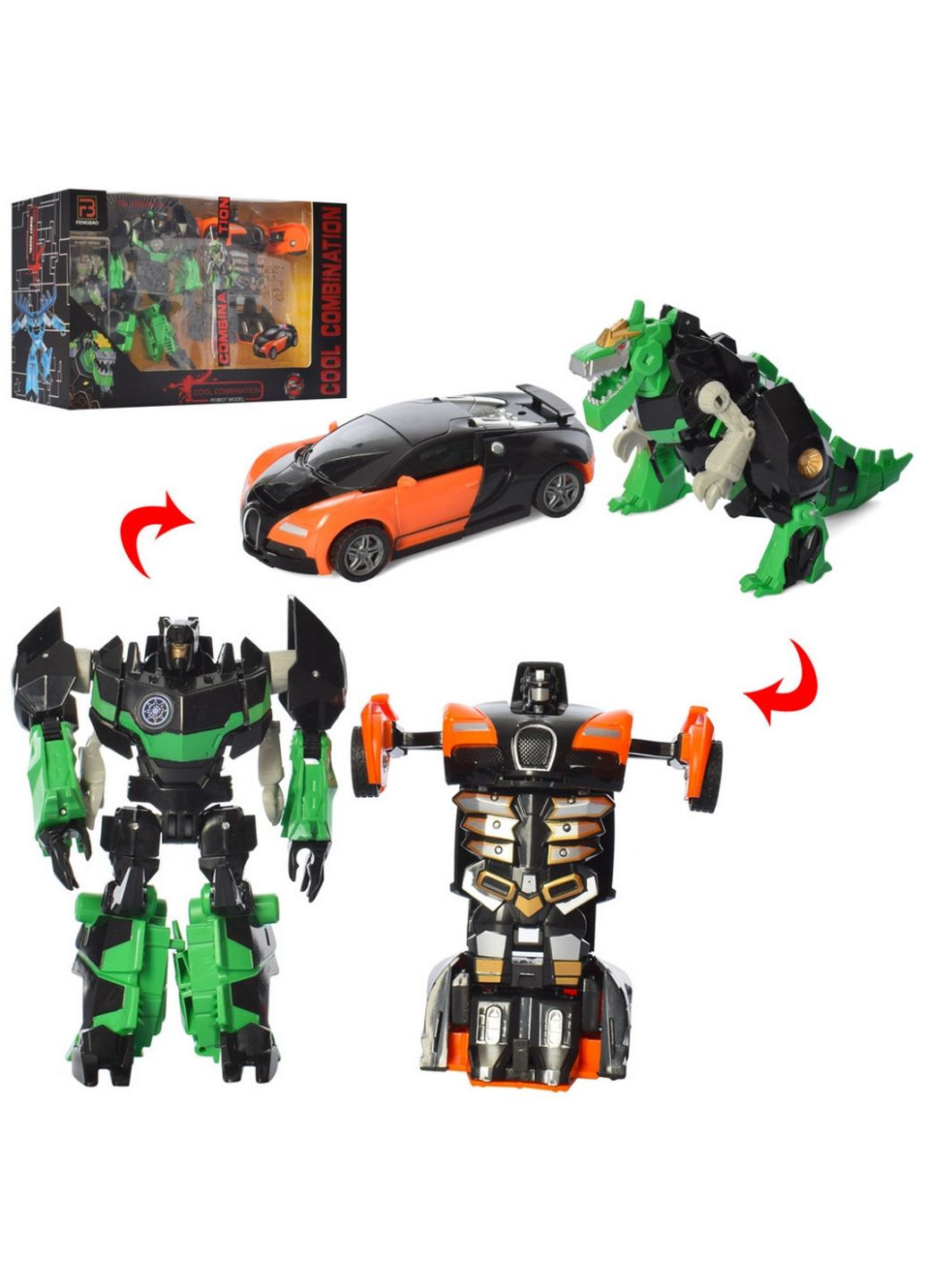 Игровой набор трансформеров Машина и динозавр 12 см Bambi (289363890)