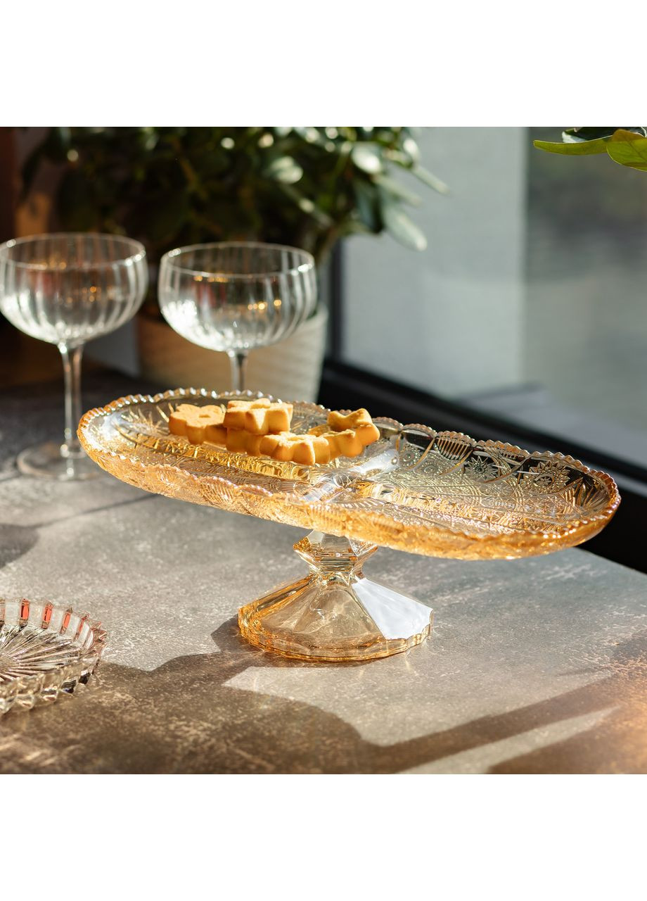 Фруктовниця скляна на ніжці 33.5х15х10.5 см овальна ваза для фруктів HP-YH-84 (A-033677) Yiwu (362588632)