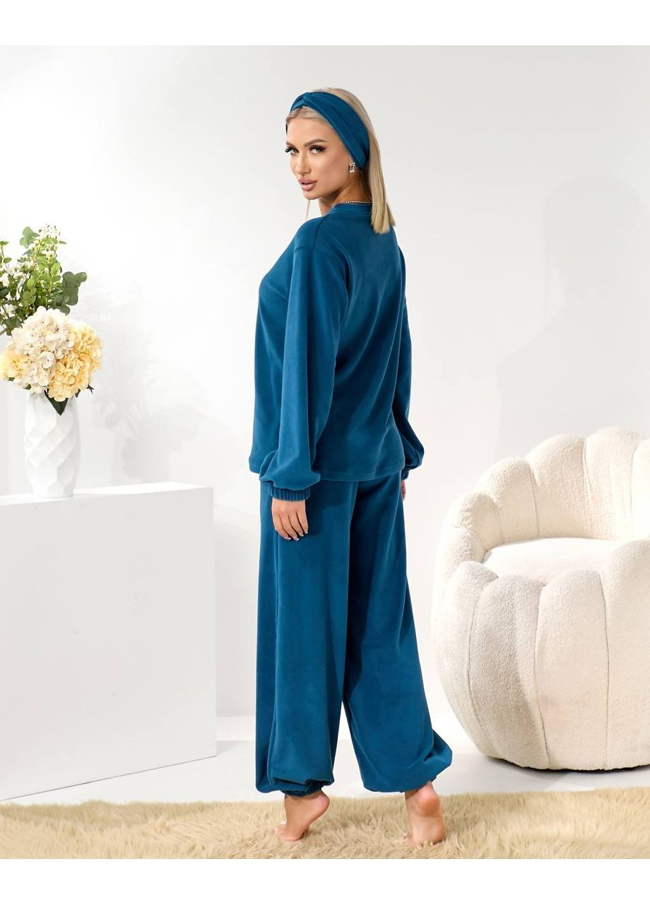 Домашній комплект трiйка (костюм+чалма) кольору морської хвилі 35940 No Brand (368969347)