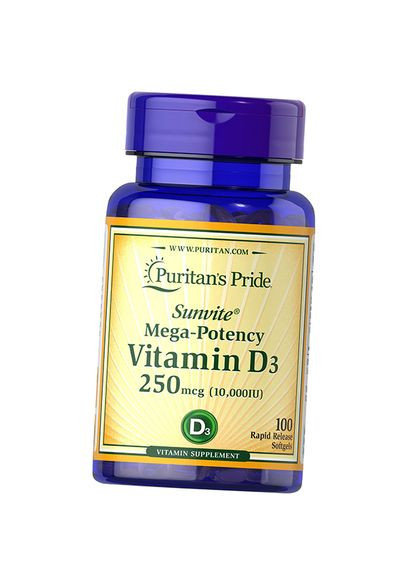 Вітамін Д3, Холекальциферол, Vitamin D3 10000, Puritan's Pride 100гелкапс (36367132) Puritans Pride (315783013)