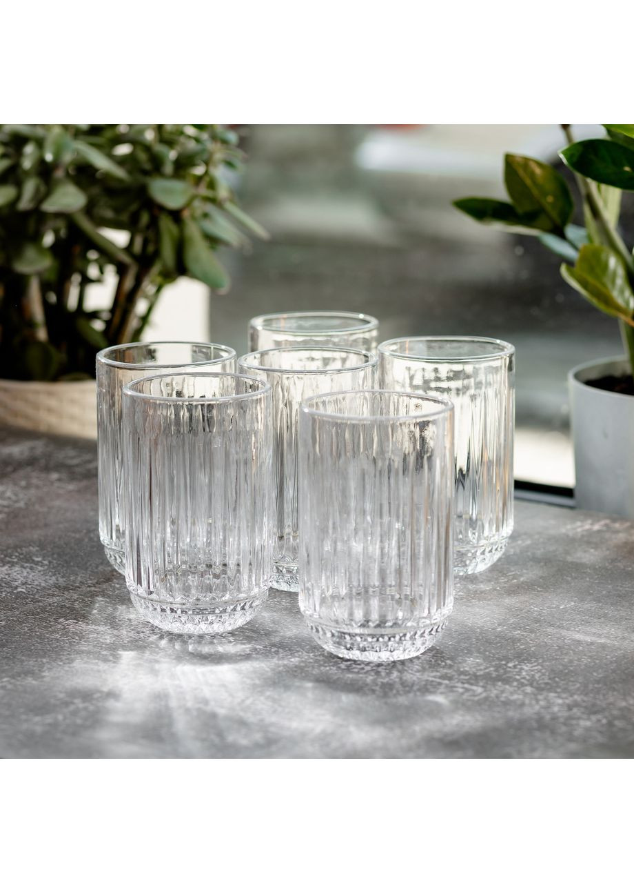 Набор стеклянных стаканов 6 шт из толстого стекла для холодных напитков сервировка стола для дома ProDobro (364191126)