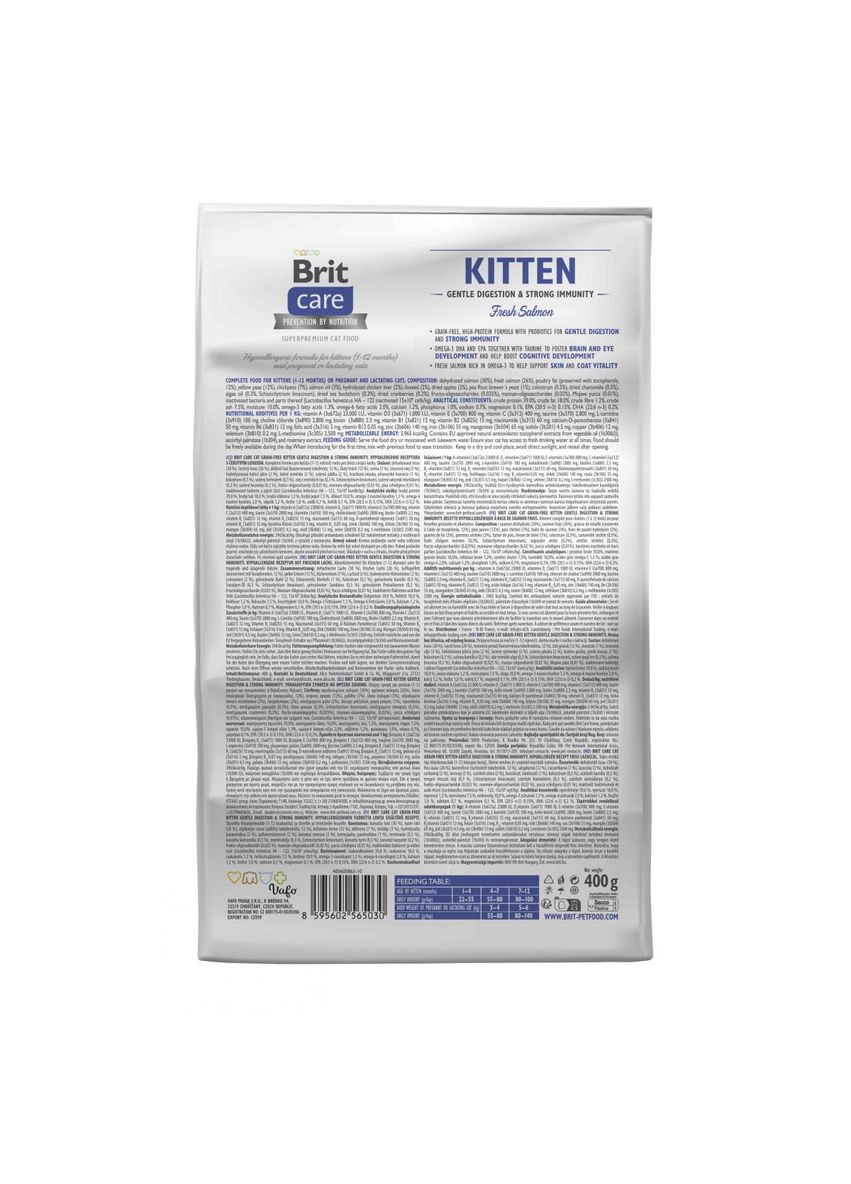 Сухий корм для кошенят Care Cat Grain Free Kitten Gentle Digestion Strong Immunity 400г, з лососем Brit (292114416)