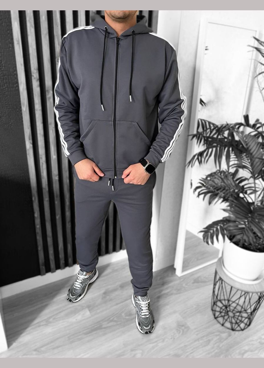 Графитовый демисезонный костюм петля двунит производство турция премиум материал No Brand