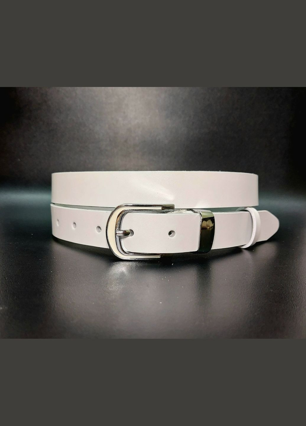 Ремень женский универсальный кожаный белый 2,5 см\124 No Brand (347250687)