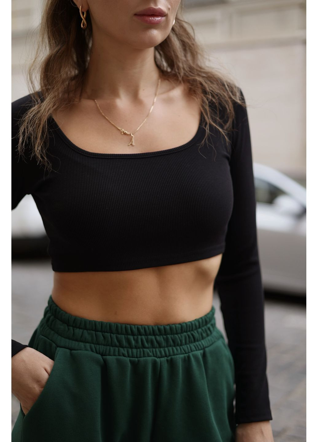 Базовый кроп-топ из рубчика Vakko (368539409)