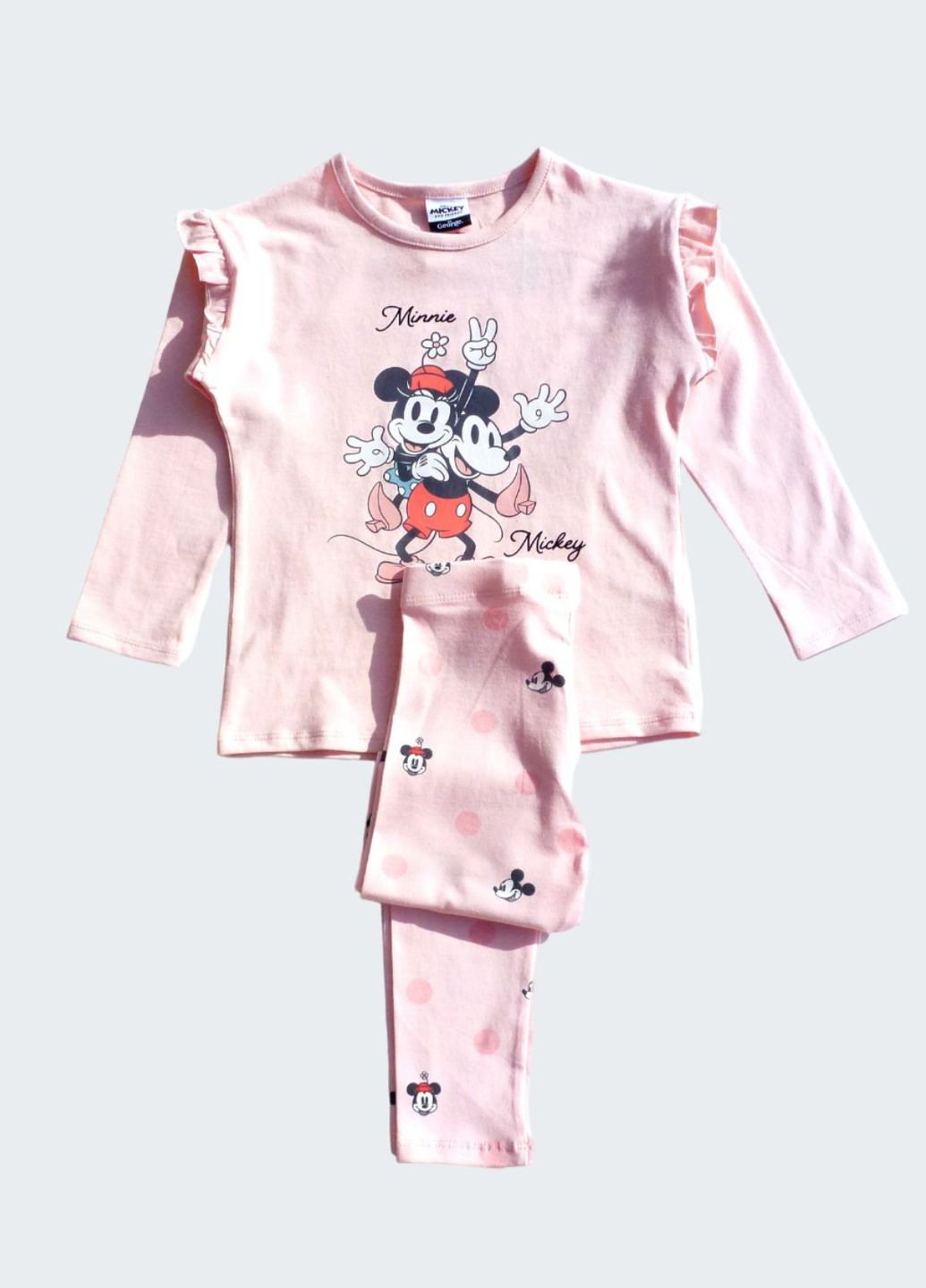Розовый костюмчик (реглан+леггинсы) mickey mouse для девочки, розовый, 104-110 см George