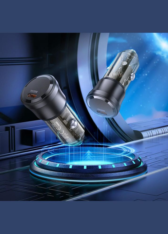 Автомобильное зарядное устройство BZ24 Clever single port 1USBC QC3.0/PD20W Transparent Black Borofone (313237049)