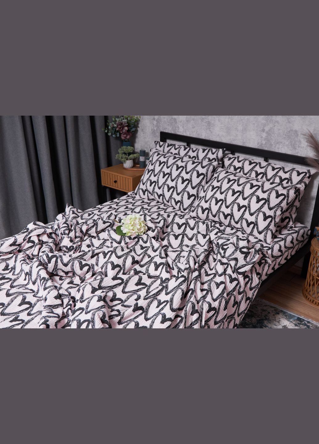 Комплект постільної білизни Жатка «» сімейний 143х210х2 наволочки 2х70х70 (MS-820001940) Moon&Star Pink Love (285717540)