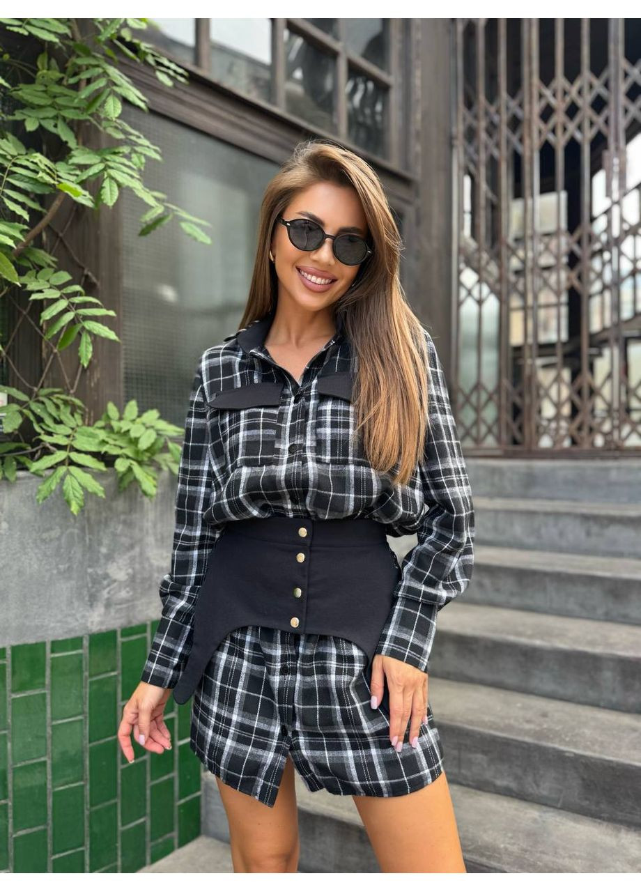 Черная кэжуал рубашка в клетку Adelante