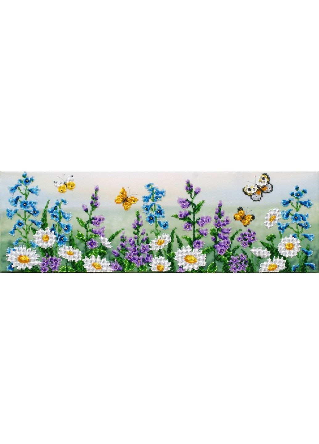 Набір для вишивки бісером "Польові квіти" ромашка метелик луг волошки луг 49.5х16 см No Brand (333165986)
