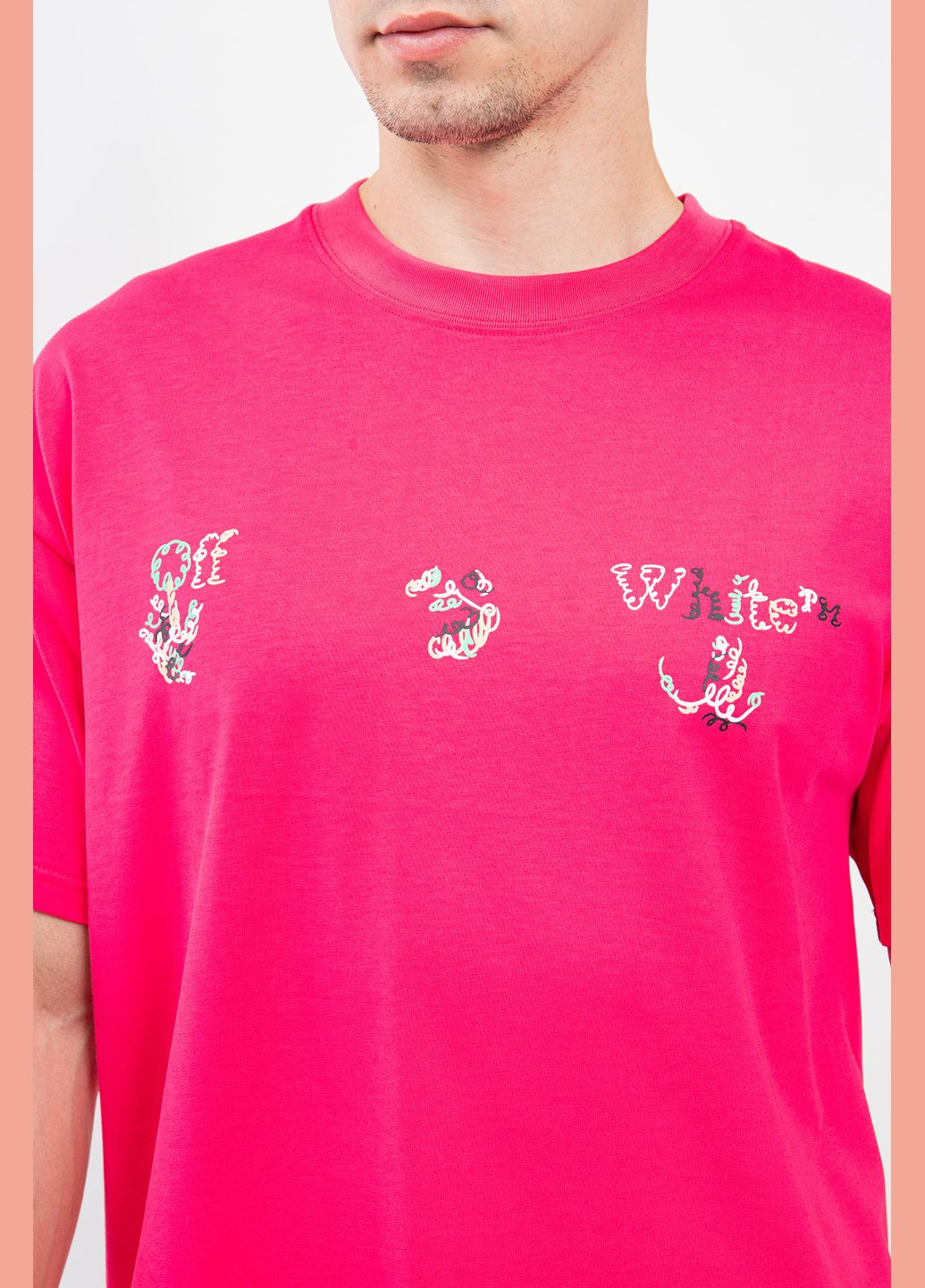 Малиновая футболка Off White