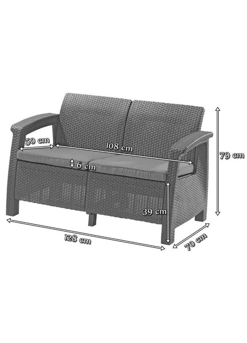 Диван пластиковий садовий Corfu II Love seat, коричневий Keter (329407703)