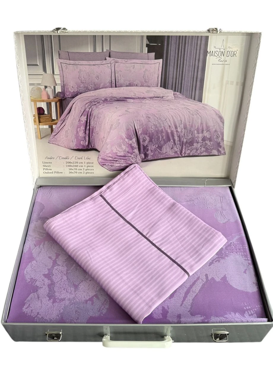 Комплект постільної білизни Ambre Dark Lilac тенсел 220-200 см фіолетовий Maison D'or (321999459)