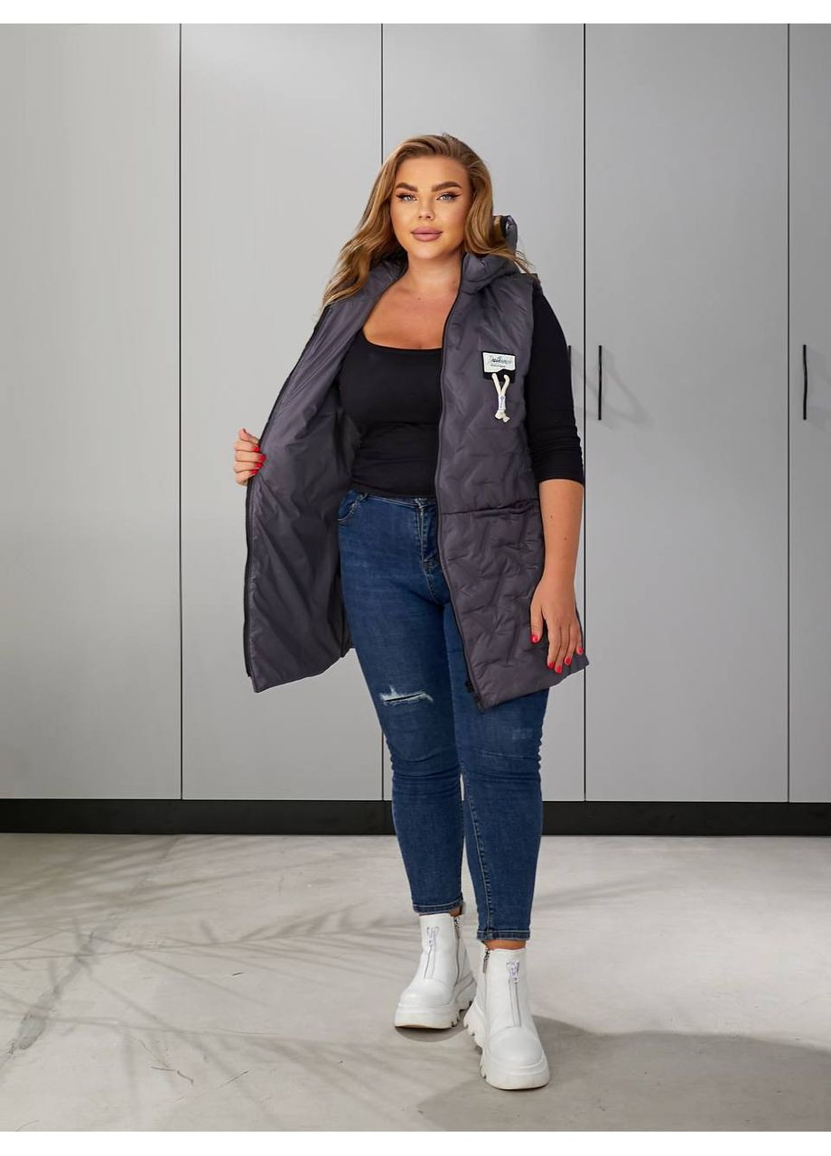 Женская жилетка с капюшоном цвет черный New Trend (304646964)