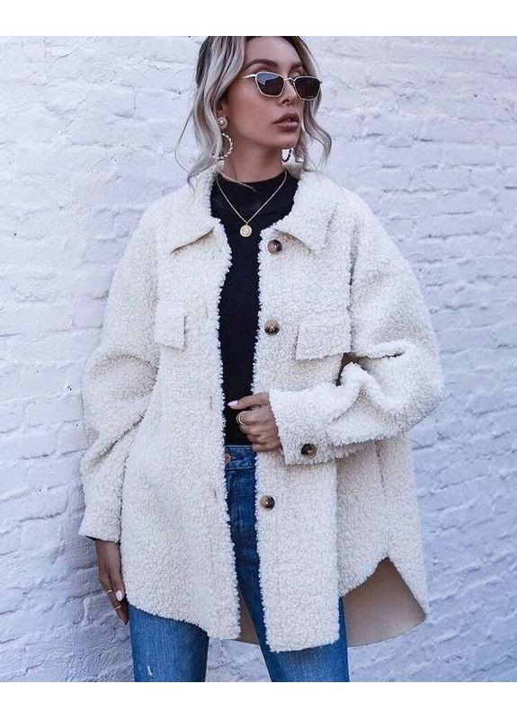 Молочная повседневный рубашка однотонная GD/GL Модний простір с длинным рукавом