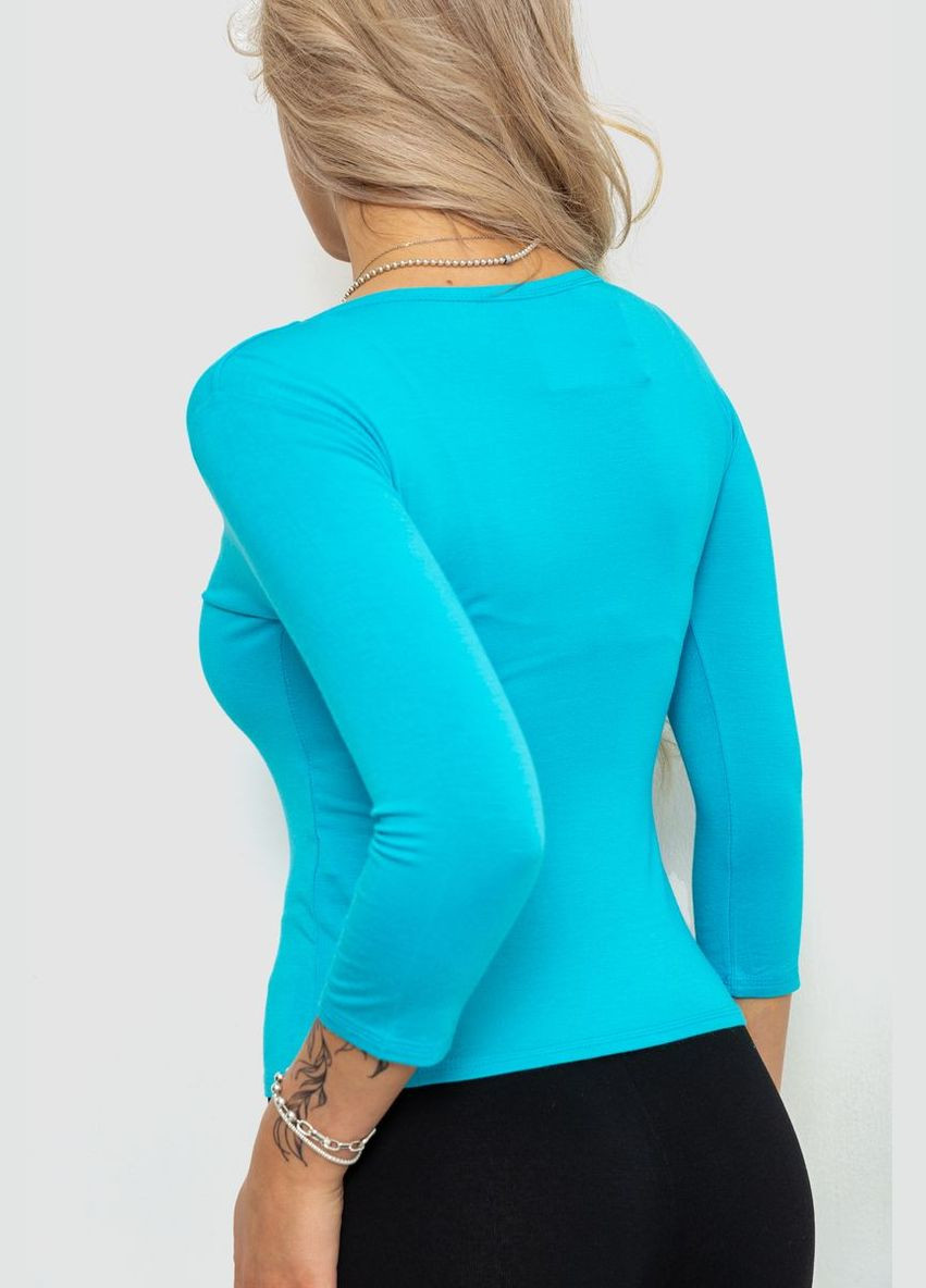 Голубая демисезон футболка женская с удлиненным рукавом, цвет джинс, Ager