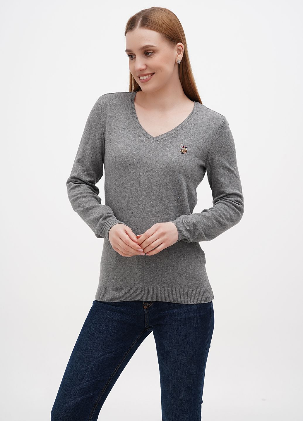 Світло-сірий светр трикотажний u.s. polo assn жіночий U.S. Polo Assn.