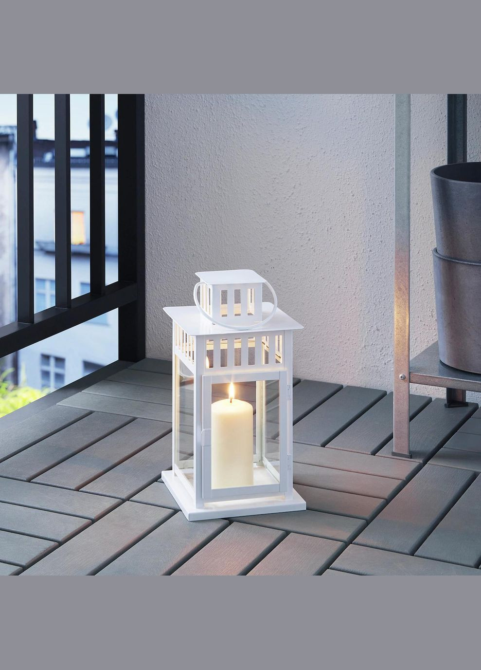 Ліхтар для свічок ІКЕА BORRBY 28 см зовнішній білий (30270142) IKEA (271123745)