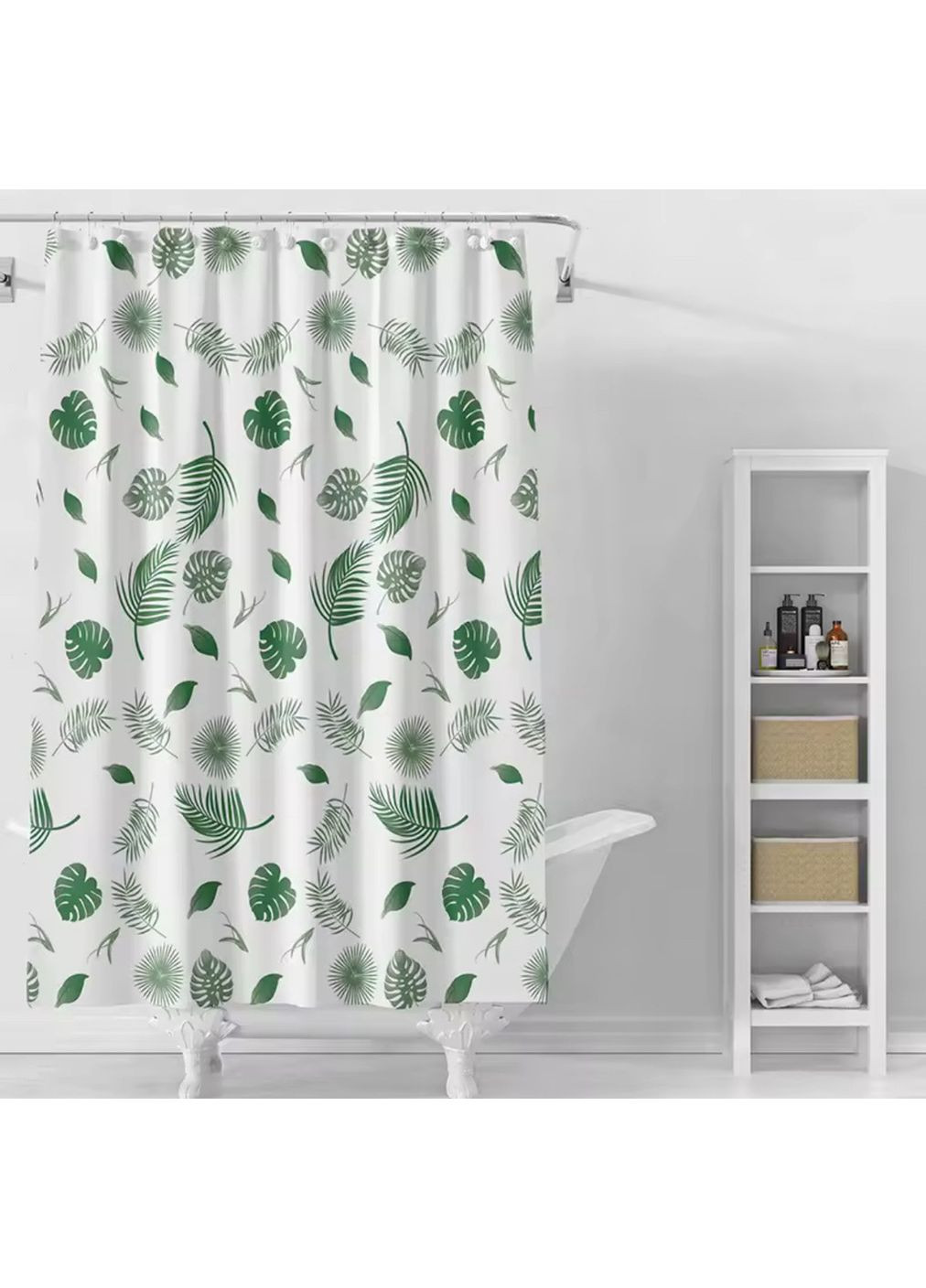 Шторка для ванної та душу Пальмове листя 180*180 см, з кільцями ( ) China (366875154)