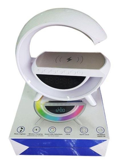 Светильник с беспроводной зарядкой для телефона BT-3401 колонка Bluetooth FM радио ночник RGB подсветка Белый TG (296925541)