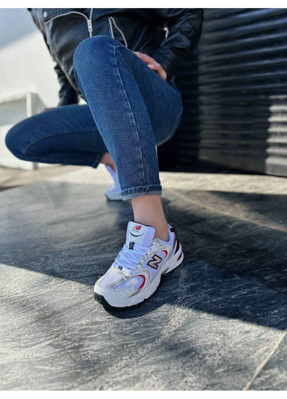 Білі Осінні кросівки чоловічі new balance 530 retro white silver red нью беланс 530 No Brand