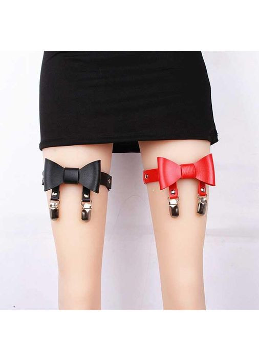 Гартер на 2 ноги з підв'язками для панчох і бантиком 2 шт червоного кольору універсального розміру China (360603836)