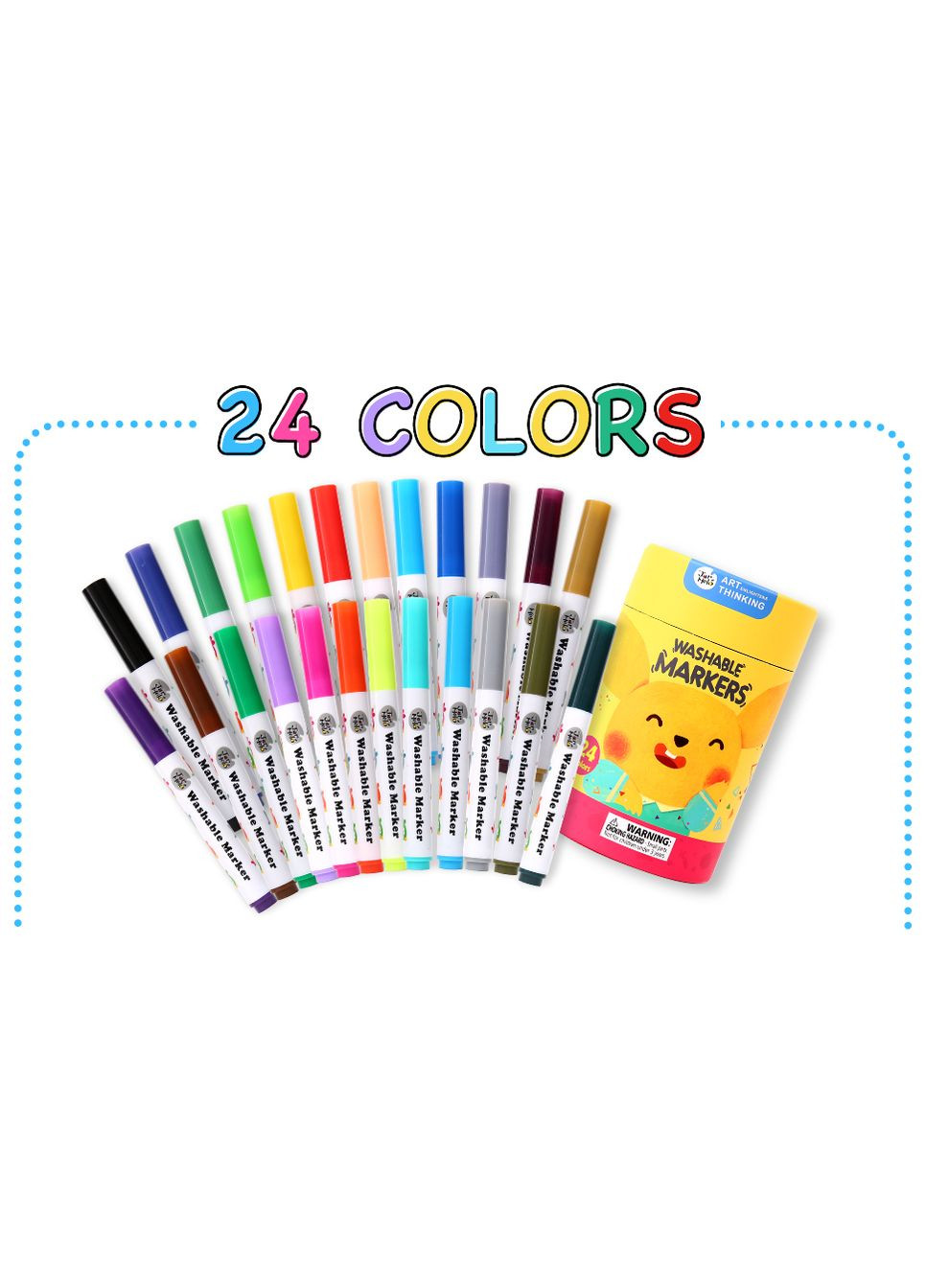 Смываемые маркеры Baby Roo 24 цвета в тубусе (JA90497) Jar Melo (338435418)