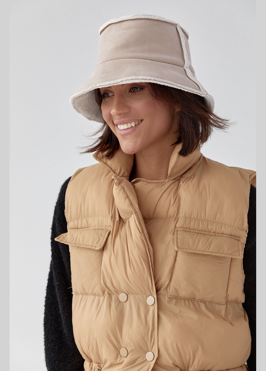 Женская демисезонная панама с экозамшей - бежевый цвет, L (sku_02301) No Brand (313614755)