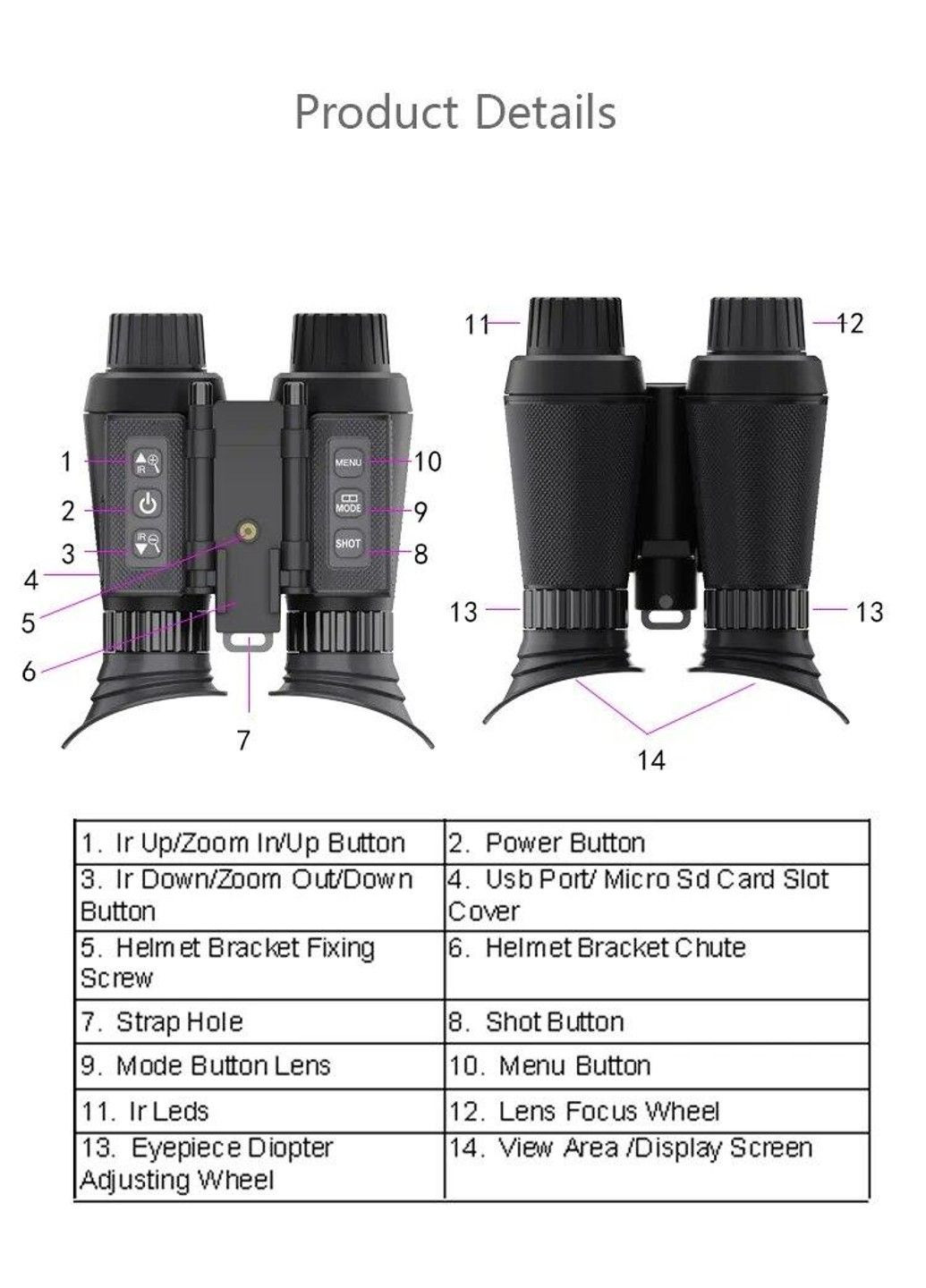 Тактический бинокль ночного видения NV8300 Super Light HD 36MP 3D 4K (до 500м) No Brand (332636575)