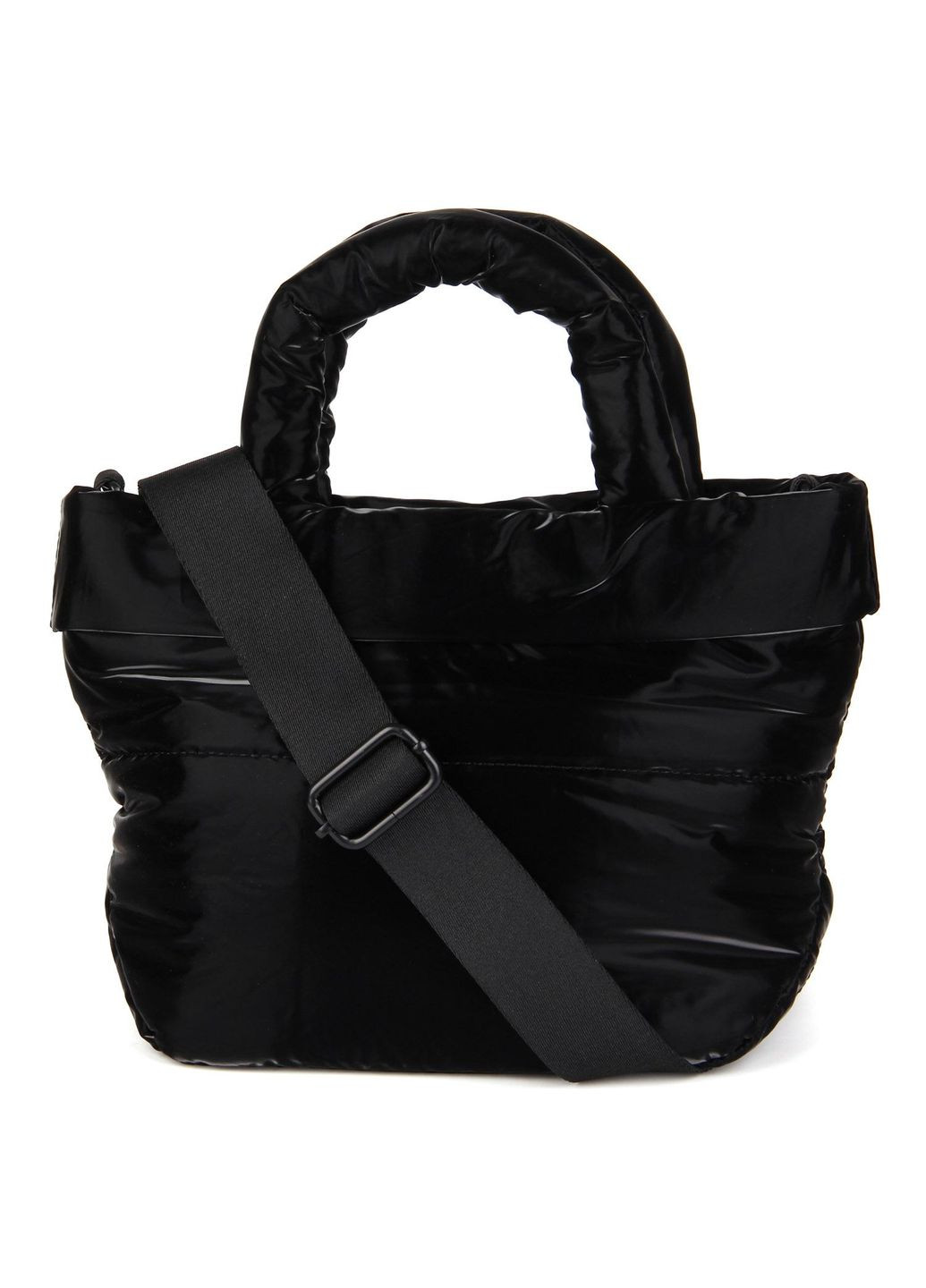 Женская сумка маленькая мягкая на змейке шопер (тоут) текстиль с ручками 23 х 21 х 13 см 7772 черная David Jones (370299732)