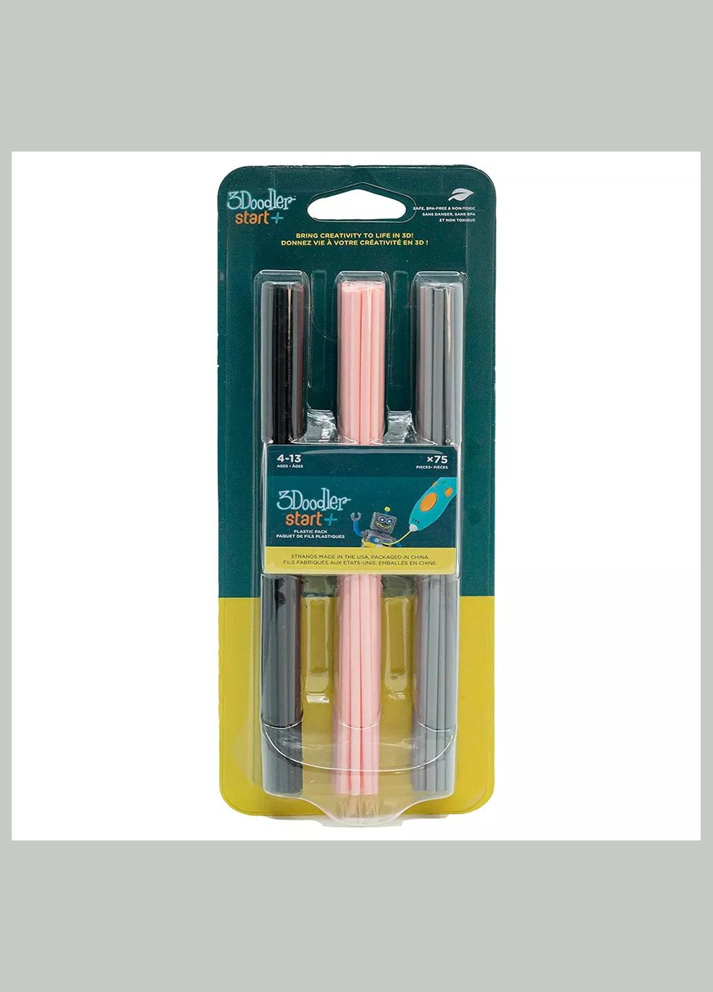 Набор стержней для 3D-ручки 3Doodler Star МИКС (75 шт: черный, розовый, серый) (3DS-ECO-MIX3-75) 3Doodler Start (326806084)