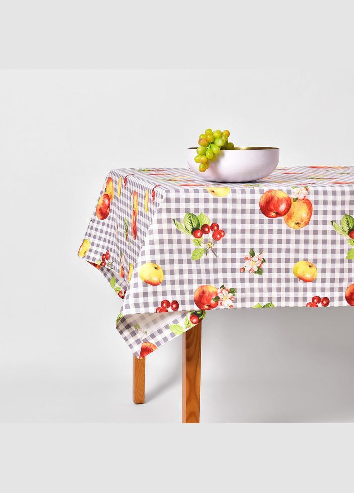 Скатерть 140х170 см хлопчатобумажная скатерть с водоотталкивающим покрытием, принт Яблоки IDEIA (334727050)