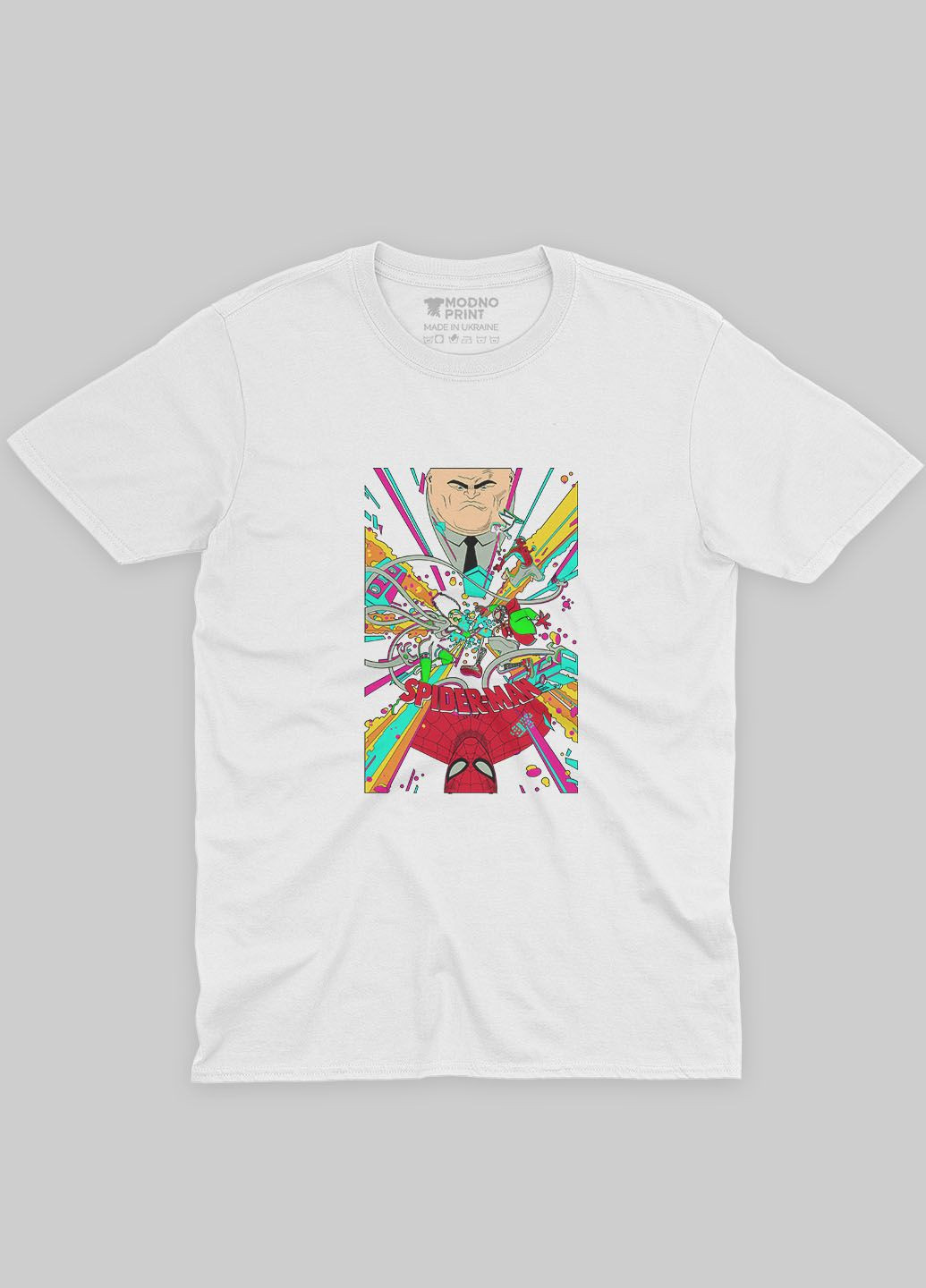 Белая демисезонная футболка для девочки с принтом супергероя - человек-паук (ts001-1-whi-006-014-022-g) Modno
