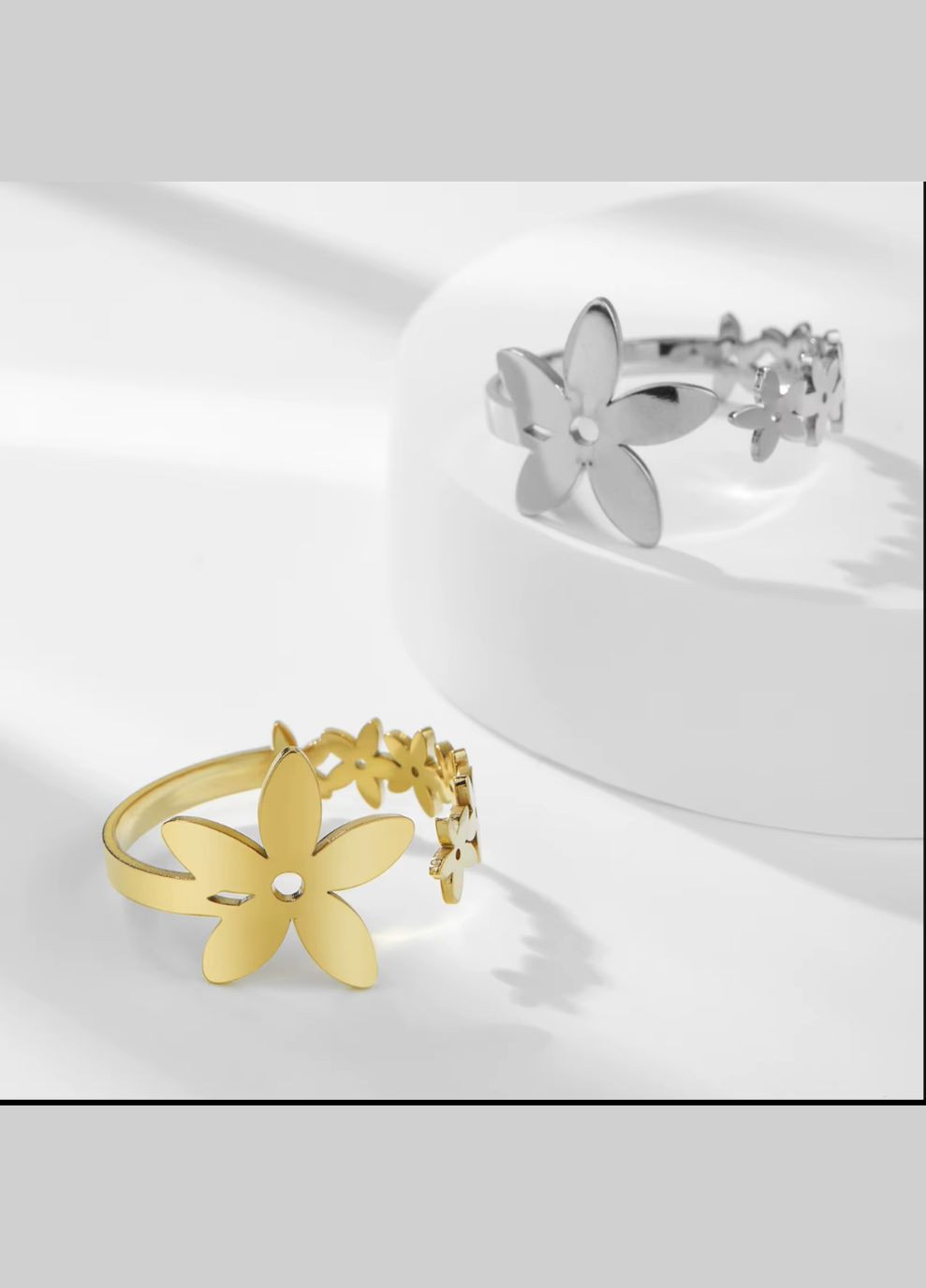 Безразмерное кольцо из стали R-A1002-GD с цветочками (Цвет: ) Spikes (338416540)