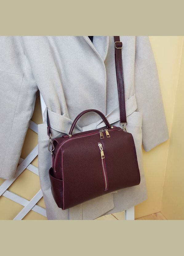 Бордова жіноча шкіряна сумка через плече з маленькою ручкою та довгим ремінцем Serebro (278260582)