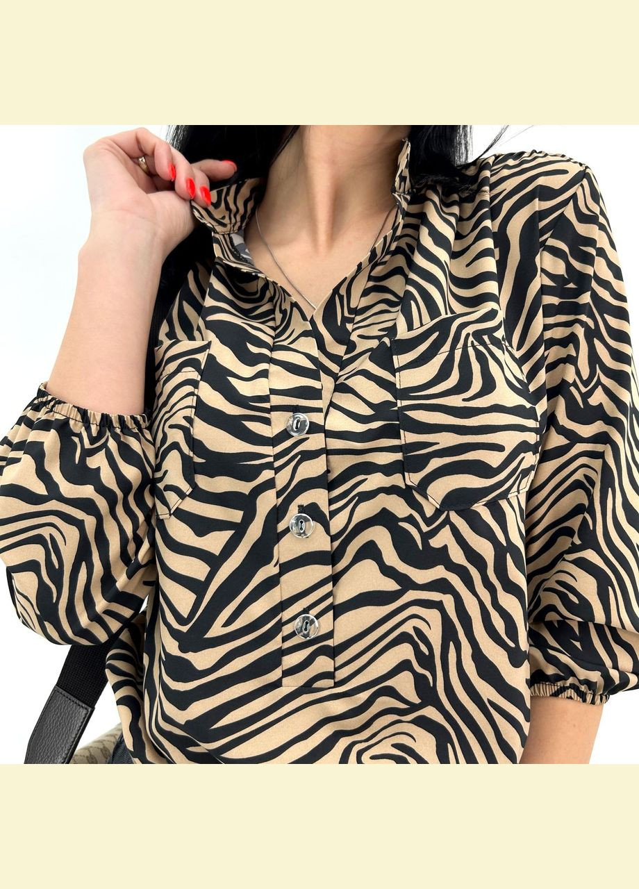 Кофейная женская блуза с принтом Fashion Girl