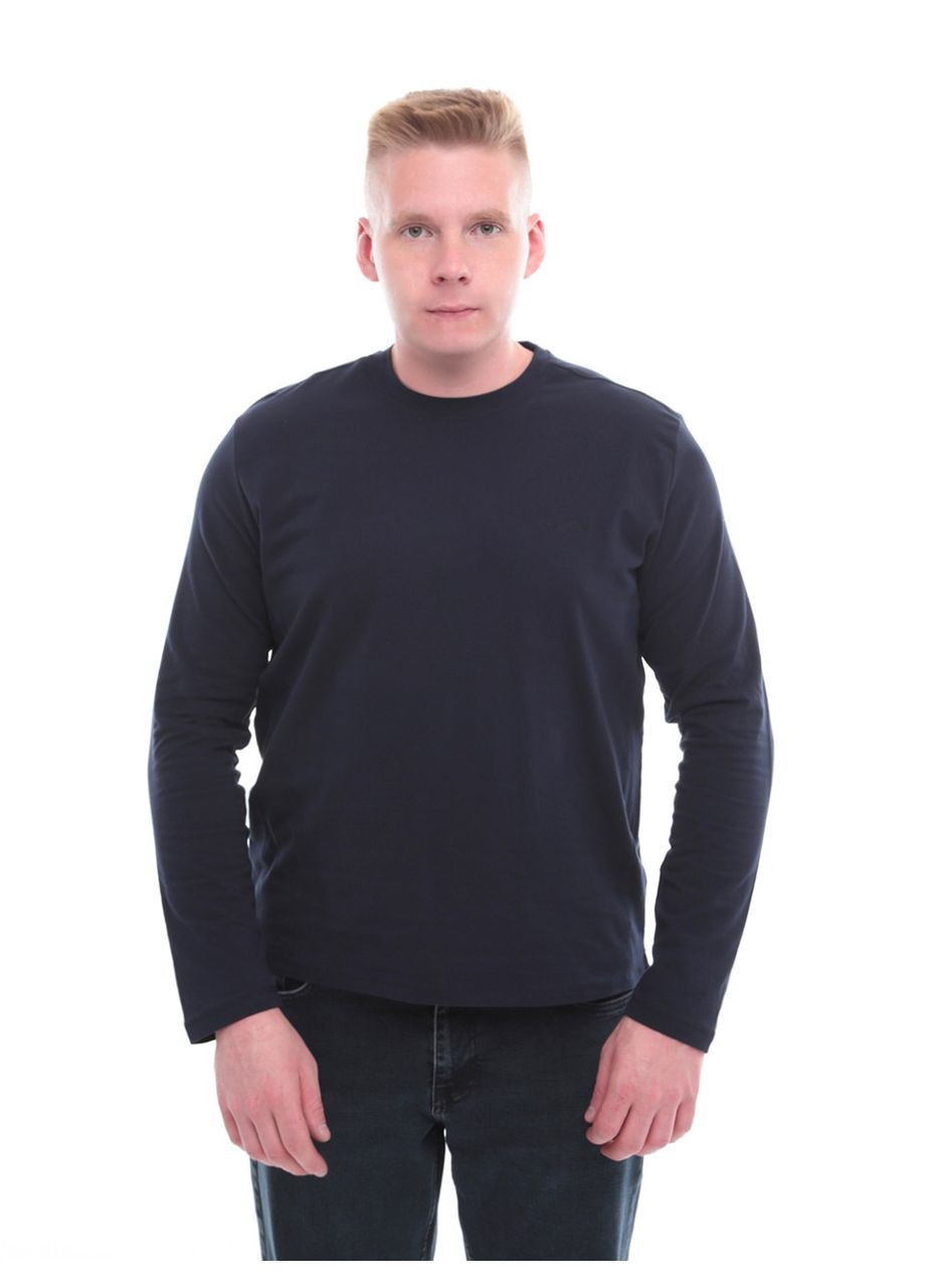 Чоловічий лонгслів темно-синій прямий однотонний Jean Piere Пряма однотонний темно-синій повсякденні бавовна