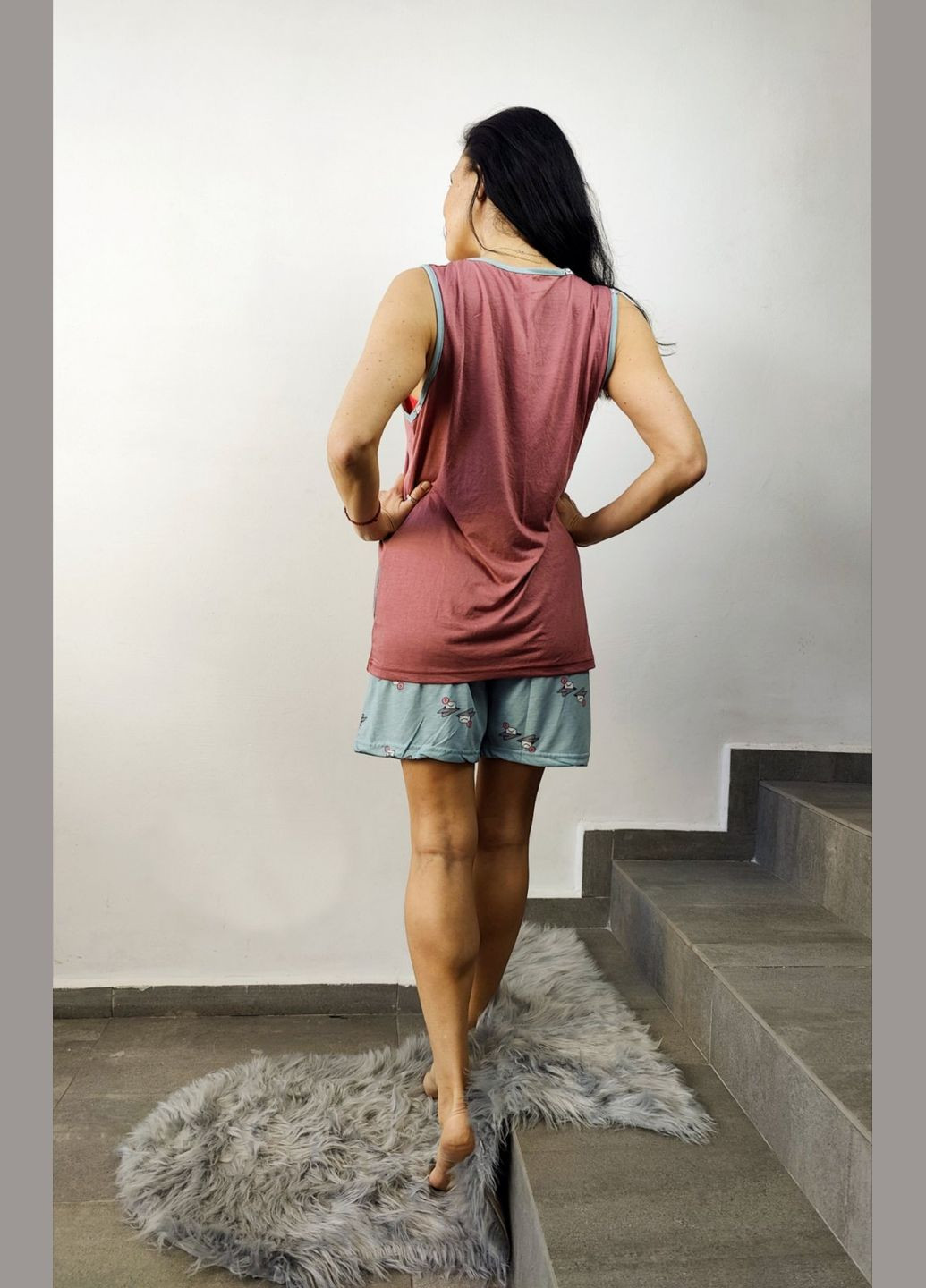 Комбинированная всесезон батальная женская легкая пижама с футболкой и шортами Pijamood