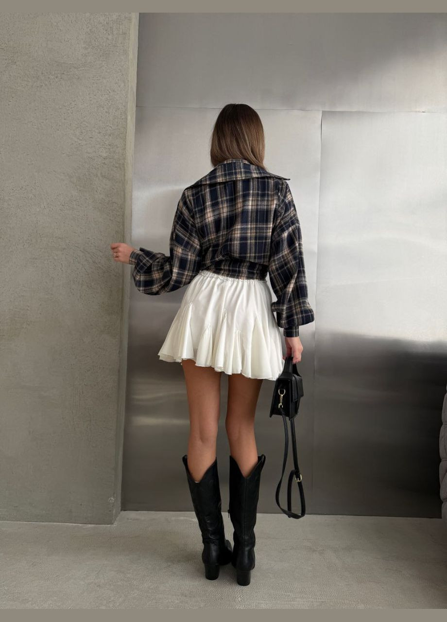 Молочная повседневная однотонная женская юбка No Brand