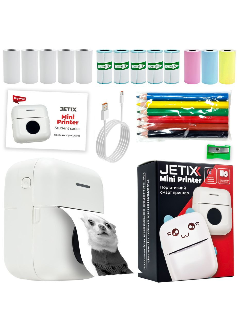 Bluetooth термопринтер Mini Printer | Портативний принтер із набором термопаперу та олівців у комплекті JETIX (335814262)