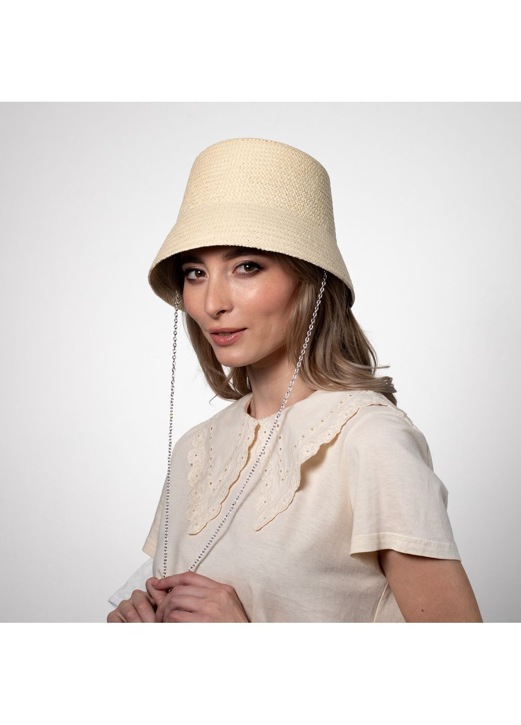 Панама жіноча з ланцюжком папір бежева ВІЛЕНА LuckyLOOK 444-546 (322791158)